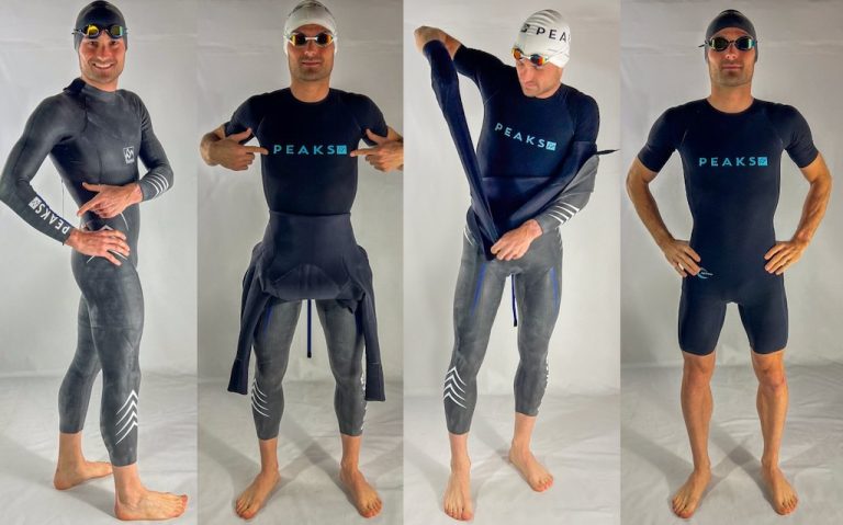 Pamphiel Pareyn in zijn nieuwe Peaks wetsuit en speedskin (foto: Blue Globe Sports)